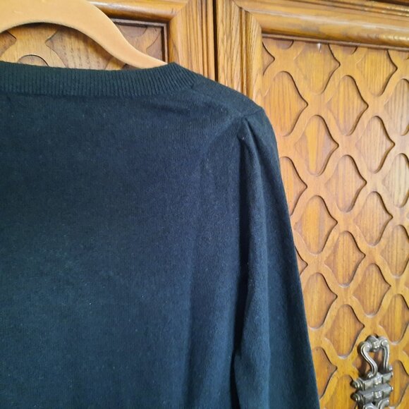 BANANA REPUBLIC Wool-Cashmere Blend Bell-Sleeve Peplum Sweater - Green, Size S - Picture 9 of 16